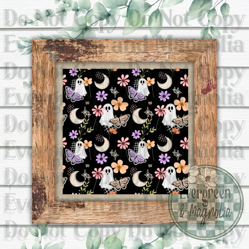 Spring floral ghost seamless decal