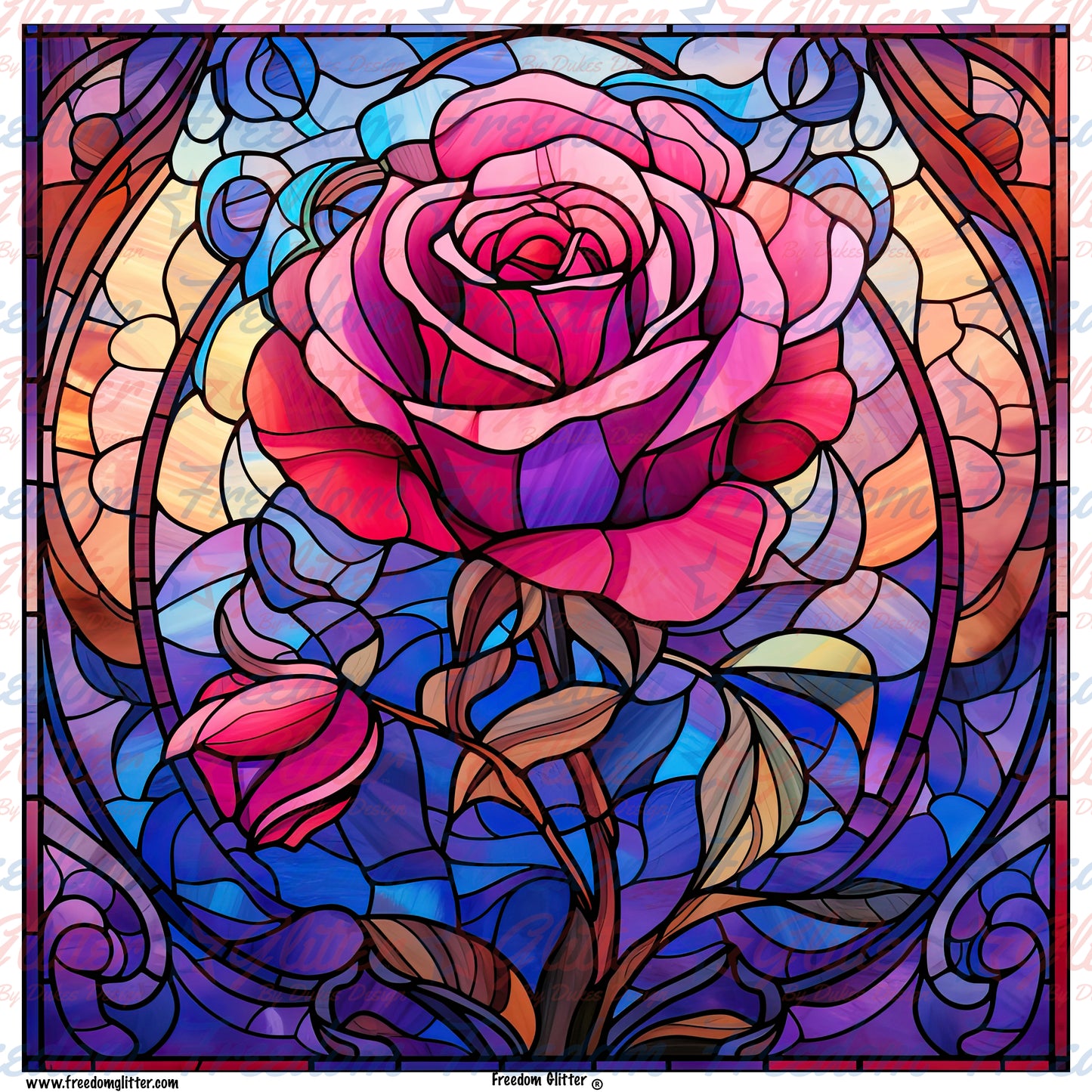 Stained Glass Flowers 10 (Printed Vinyl)