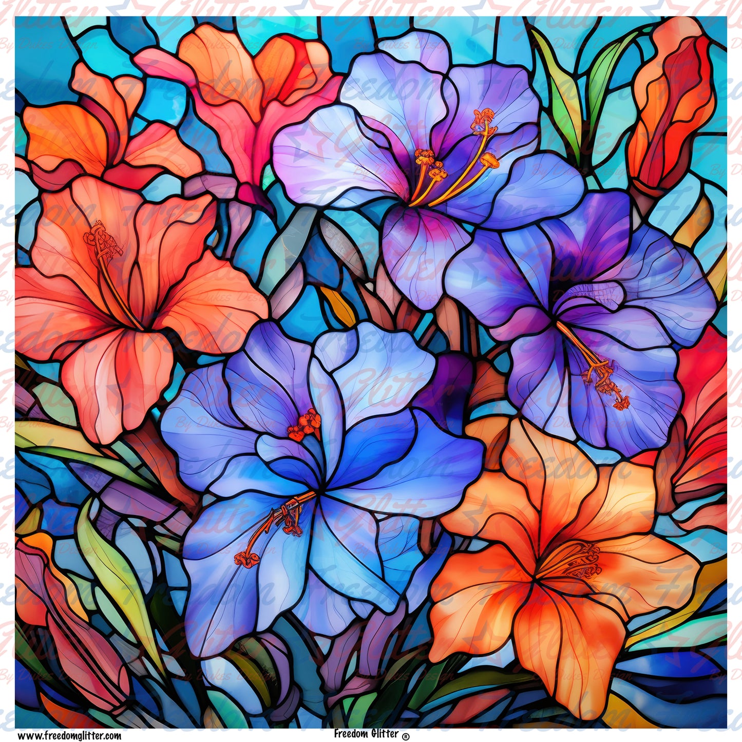 Stained Glass Flowers 11 (Printed Vinyl)