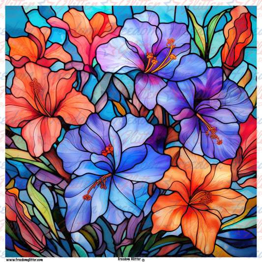 Stained Glass Flowers 11 (Printed Vinyl)