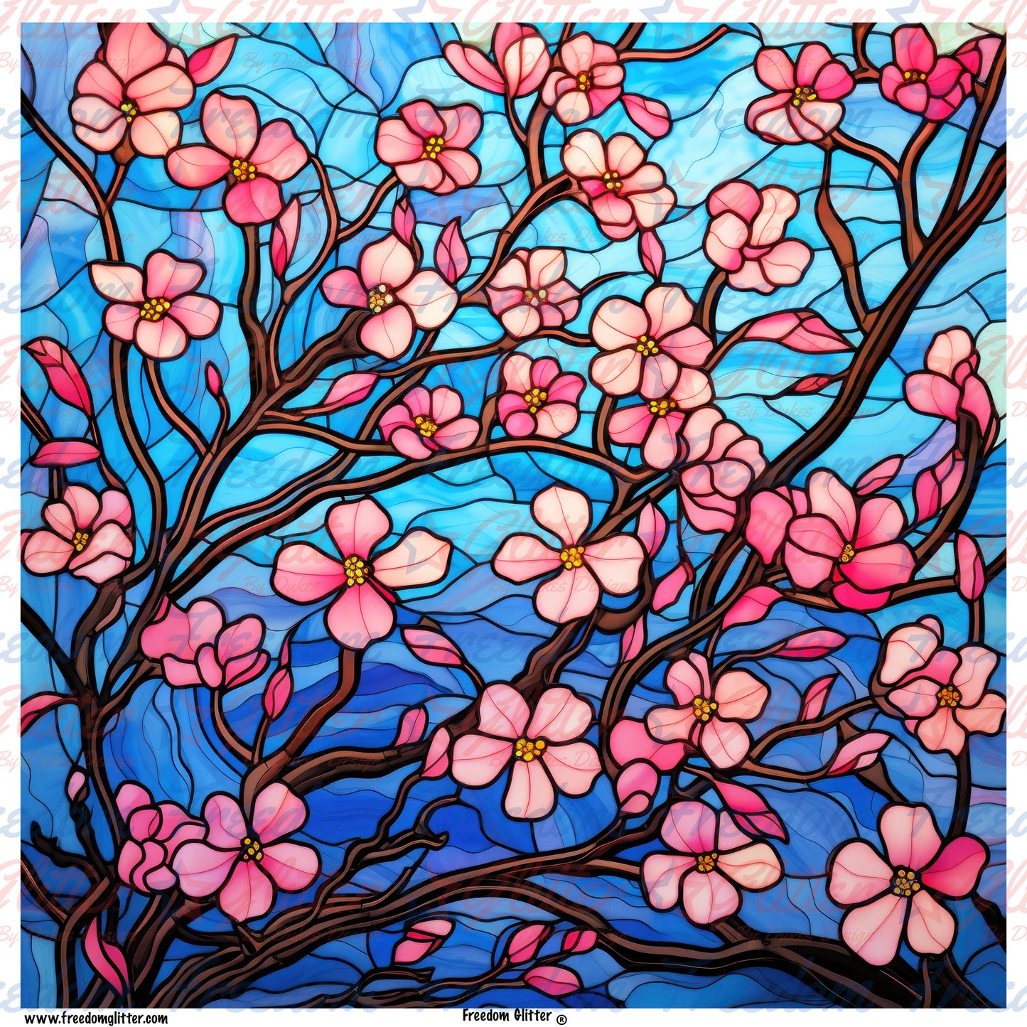 Stained Glass Flowers 13 (Printed Vinyl)