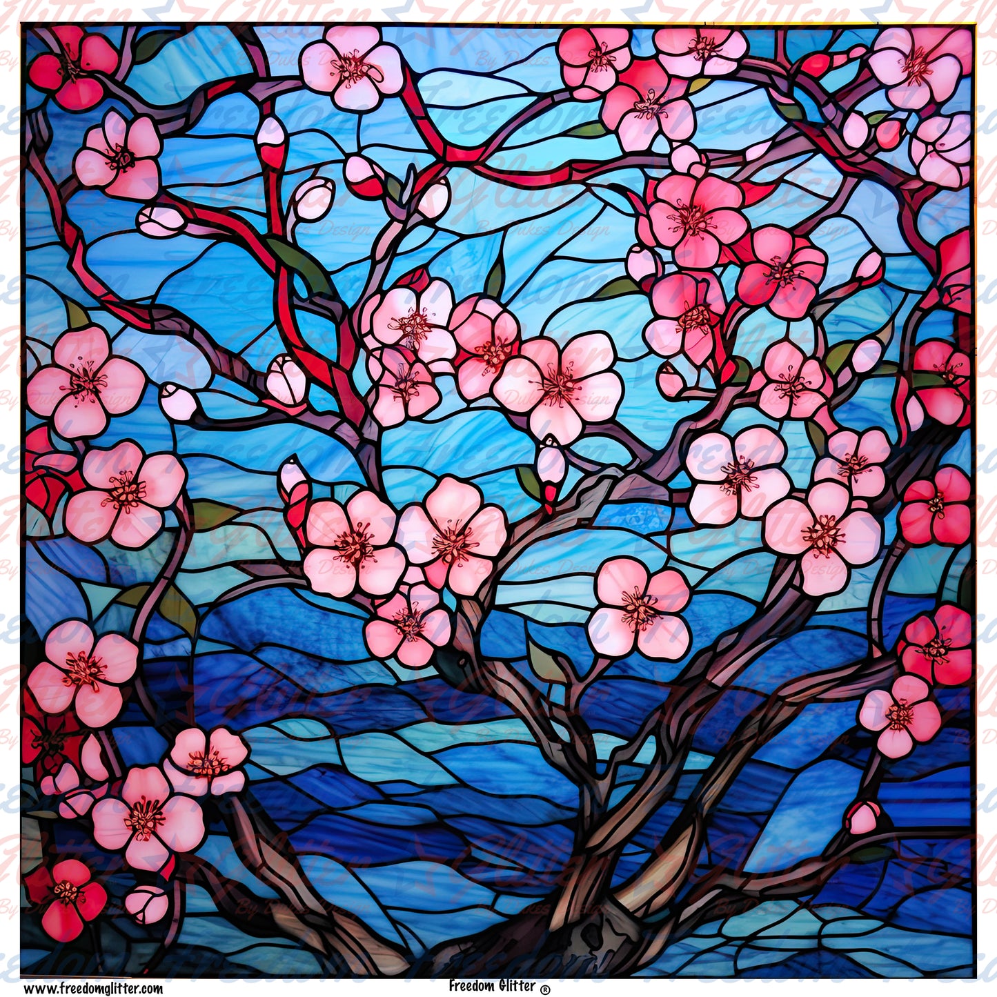 Stained Glass Flowers 14 (Printed Vinyl)