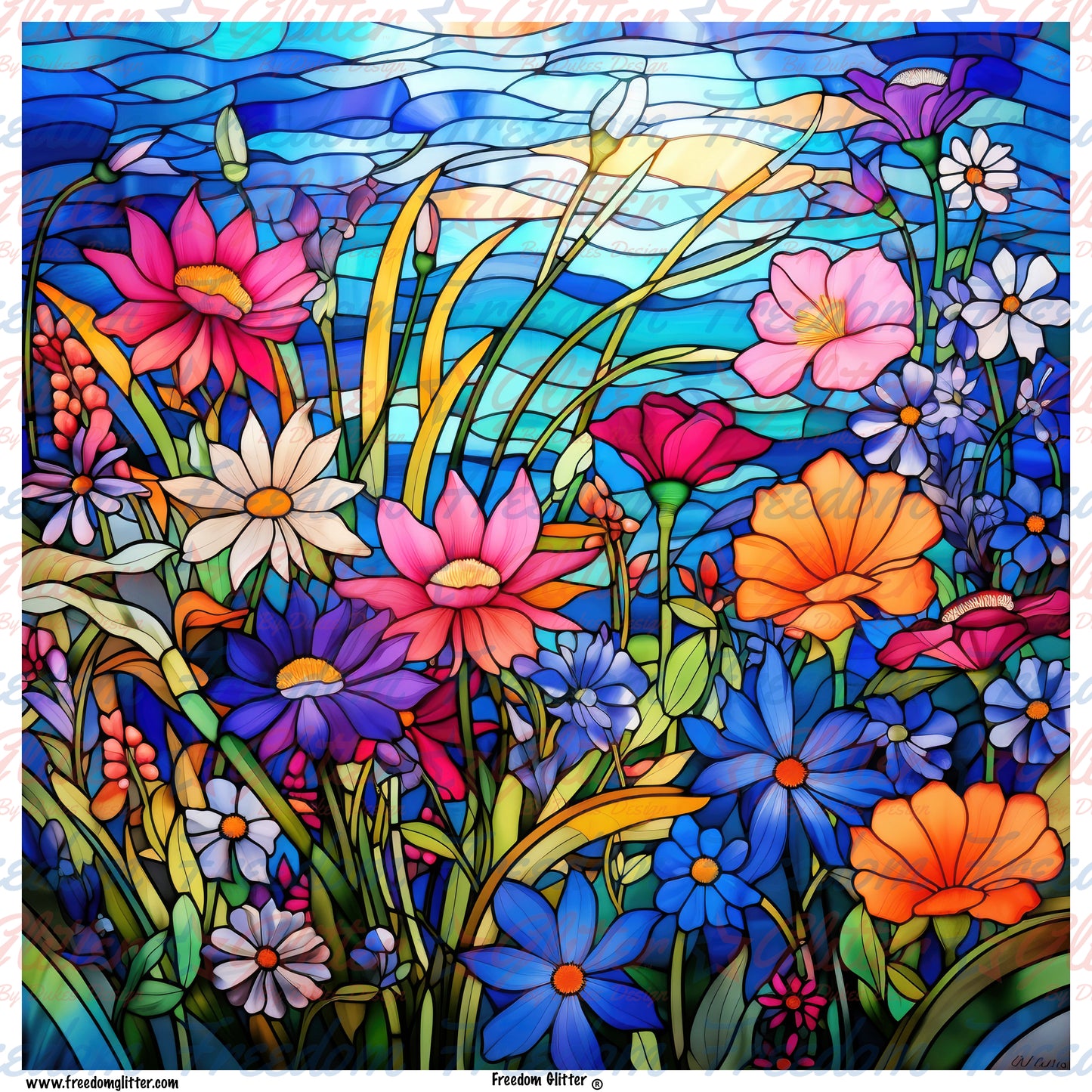 Stained Glass Flowers 1 (Printed Vinyl)