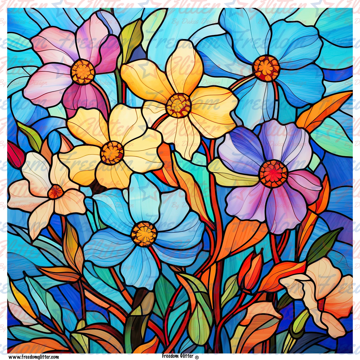 Stained Glass Flowers 3 (Printed Vinyl)