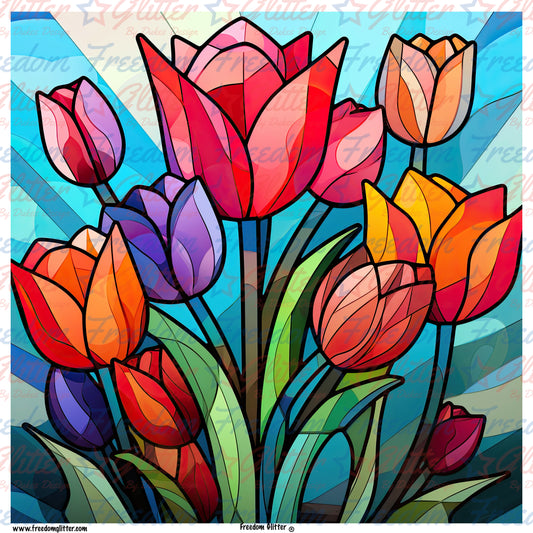 Stained Glass Flowers 5 (Printed Vinyl)