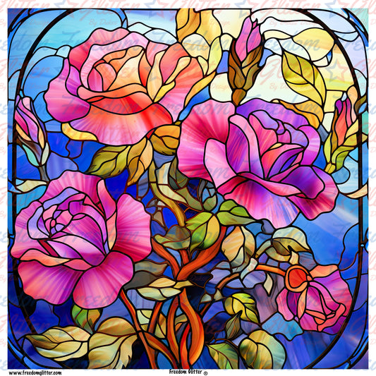 Stained Glass Flowers 9 (Printed Vinyl)