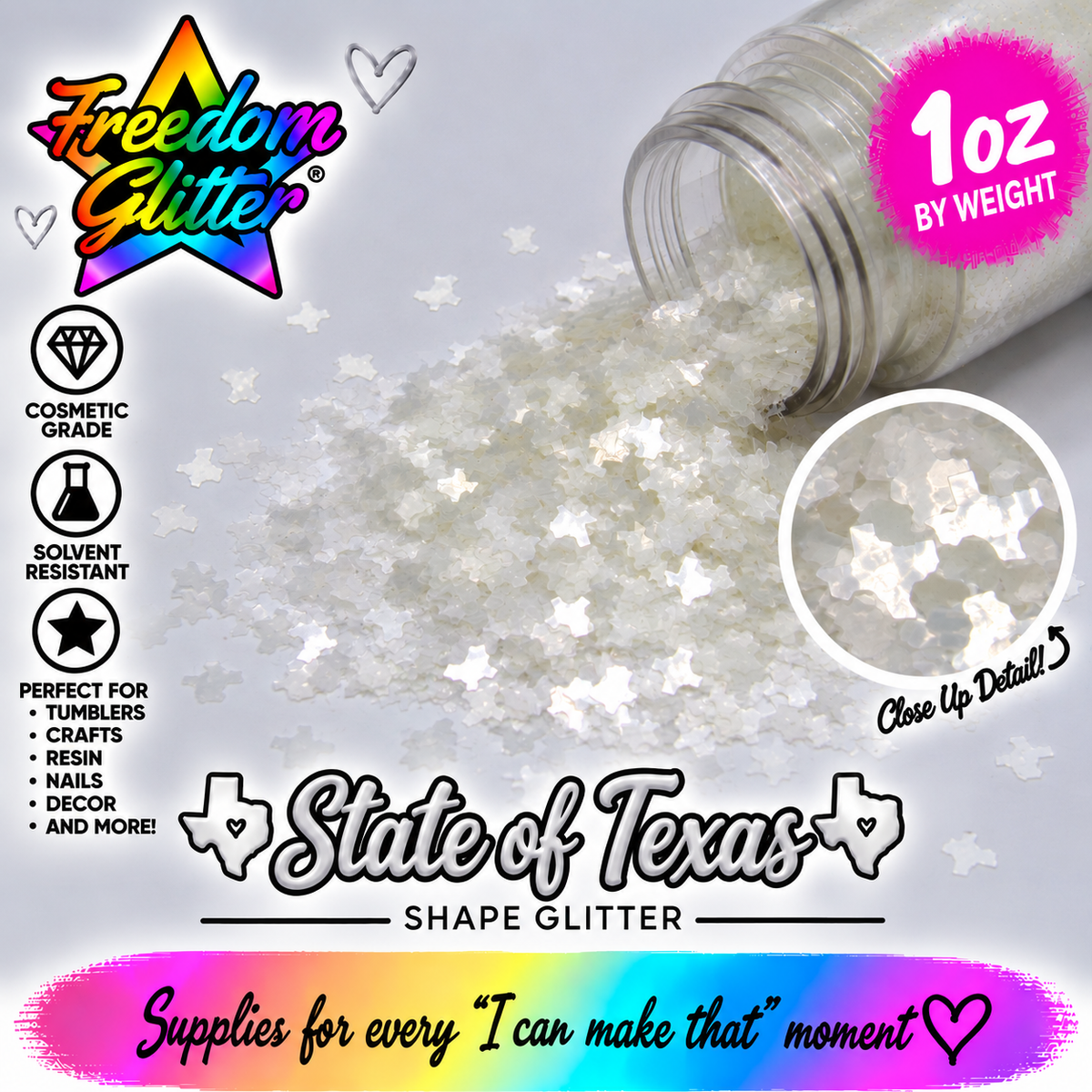 State of Texas - Clear (Shape Glitter)
