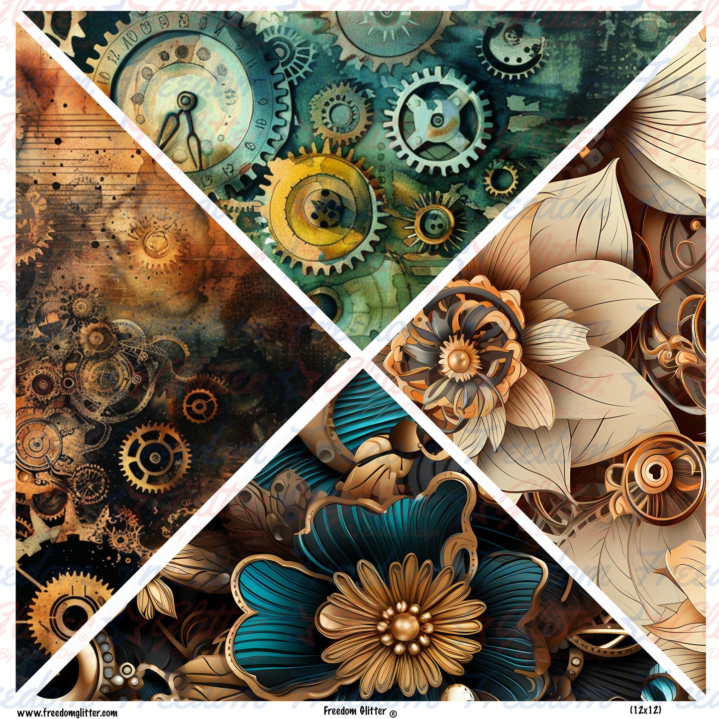 Steampunk Mixed Triangles (Printed Vinyl)