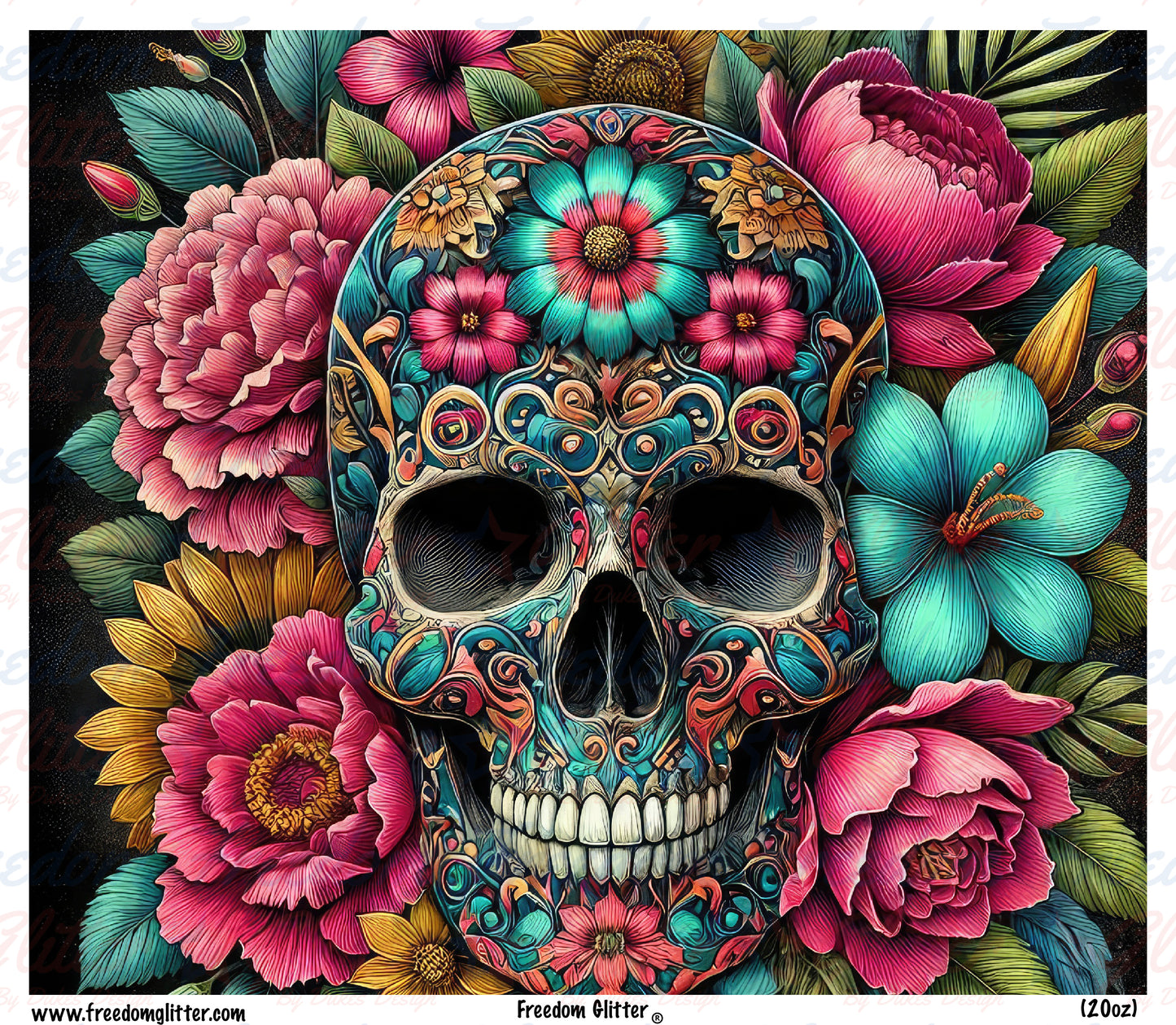Sugar Skull & Flowers (Printed Vinyl)