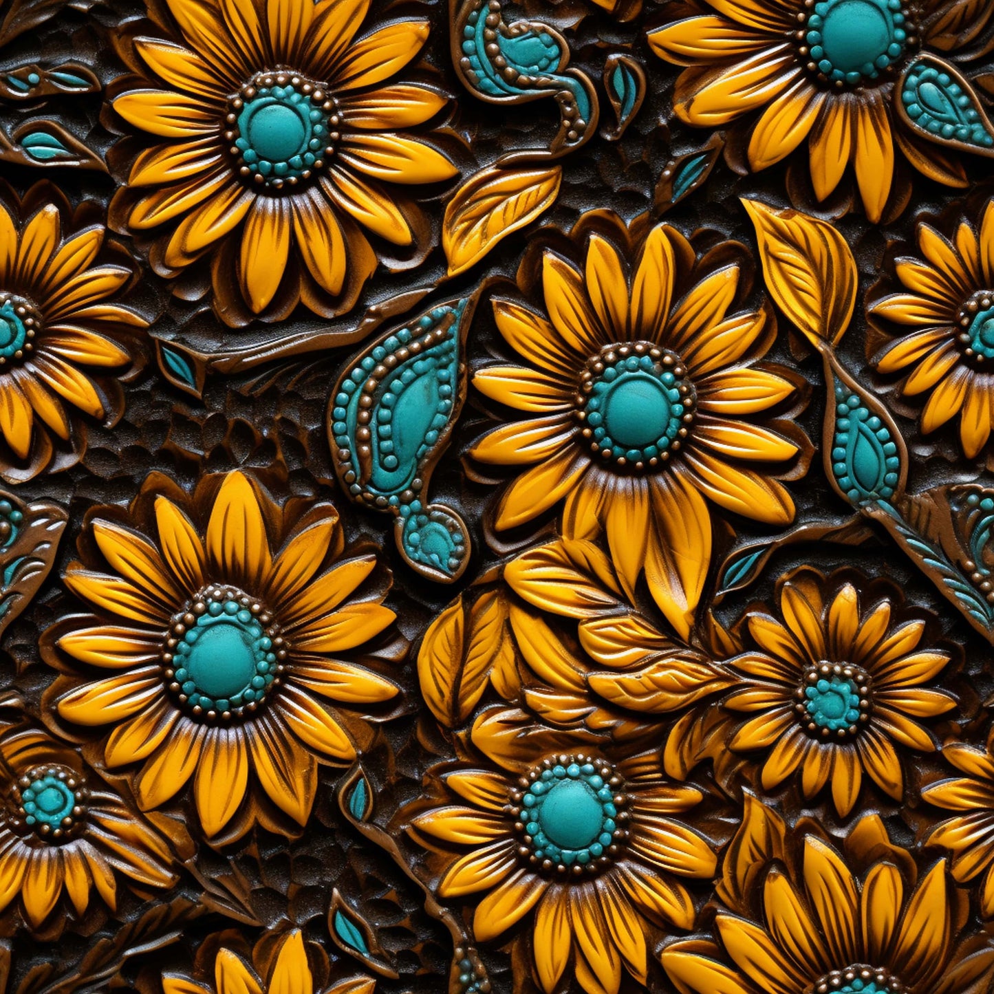 Sunflower Tooled Leather 3 (Printed Vinyl)
