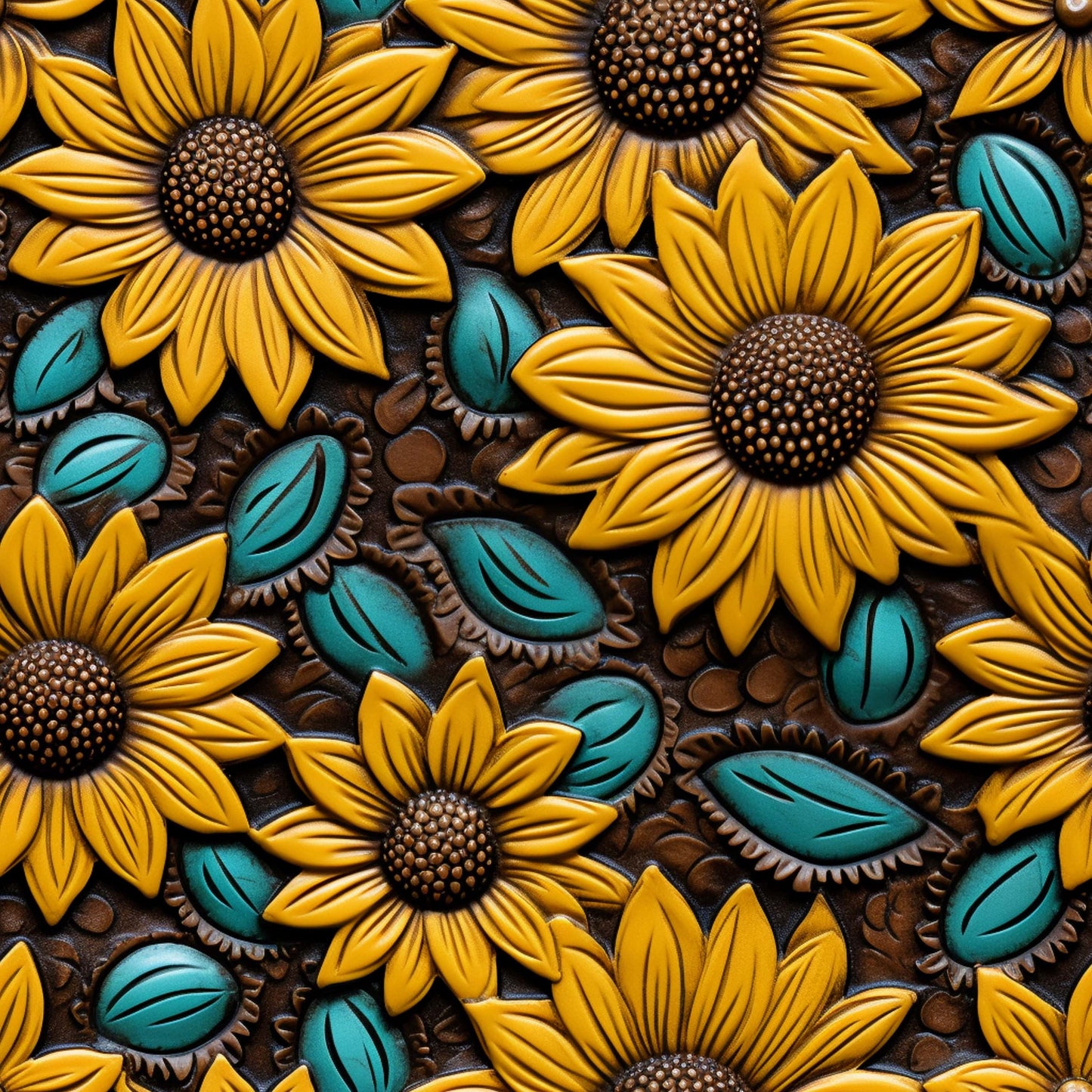 Sunflower Tooled Leather 5 (Printed Vinyl)