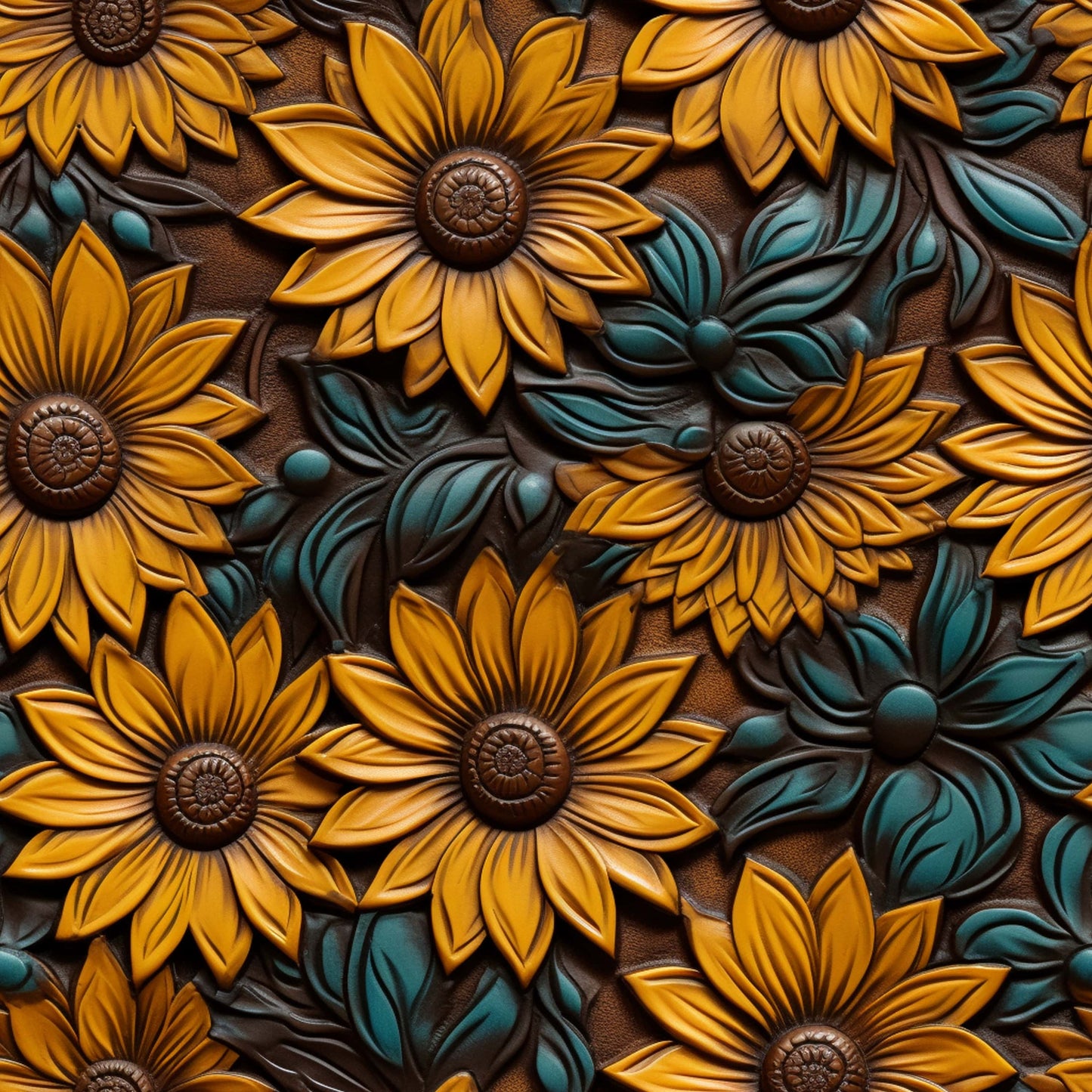 Sunflower Tooled Leather 6 (Printed Vinyl)