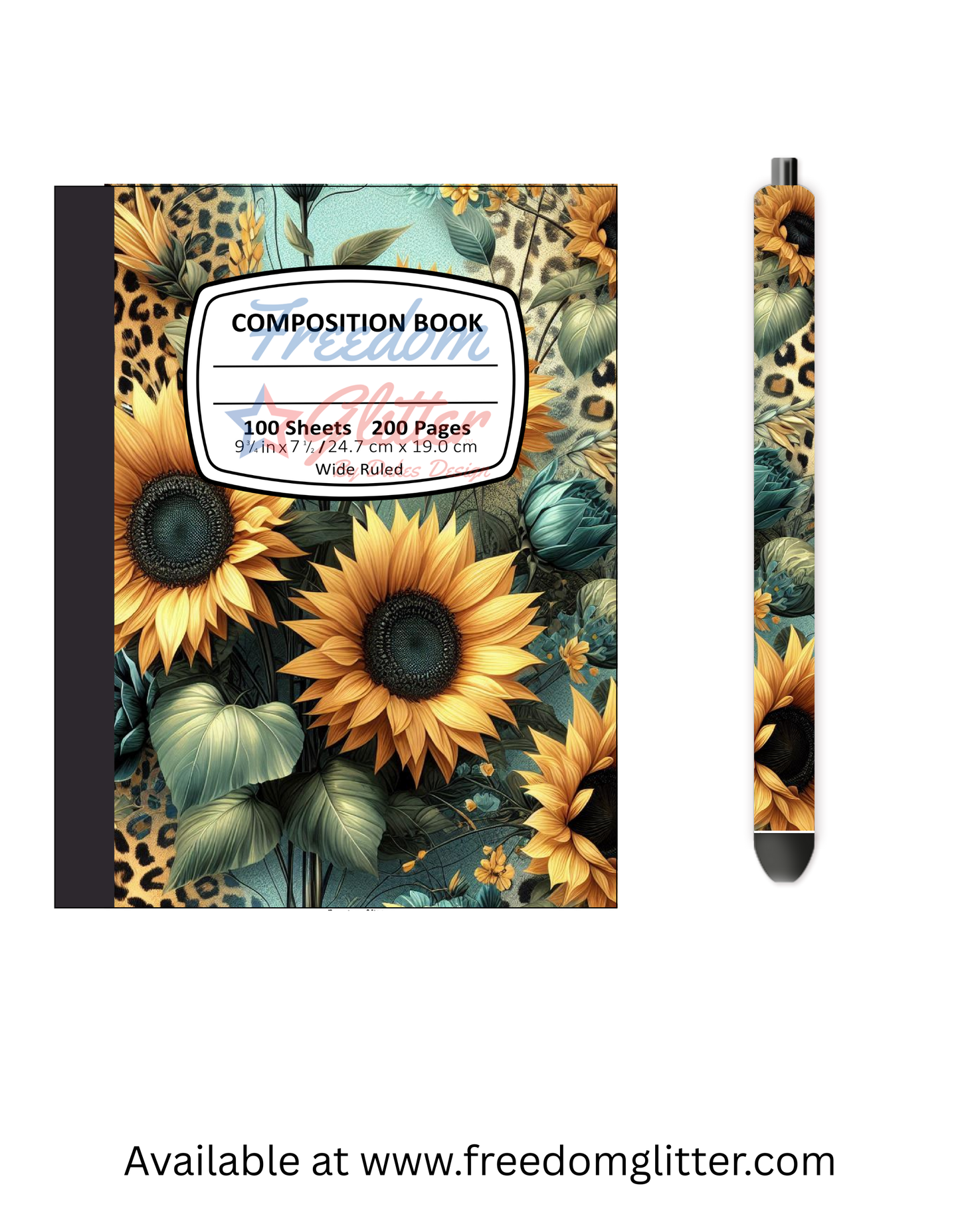 Sunflower & Leopard Print 8 Notebook Cover