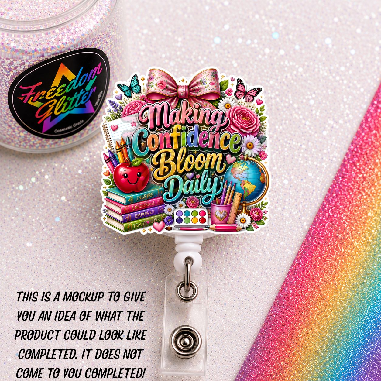 Teacher - Making Confidence Bloom 2" Badge Reel Acrylic Blank