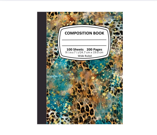 Teal & Leopard Print 8 Notebook Cover