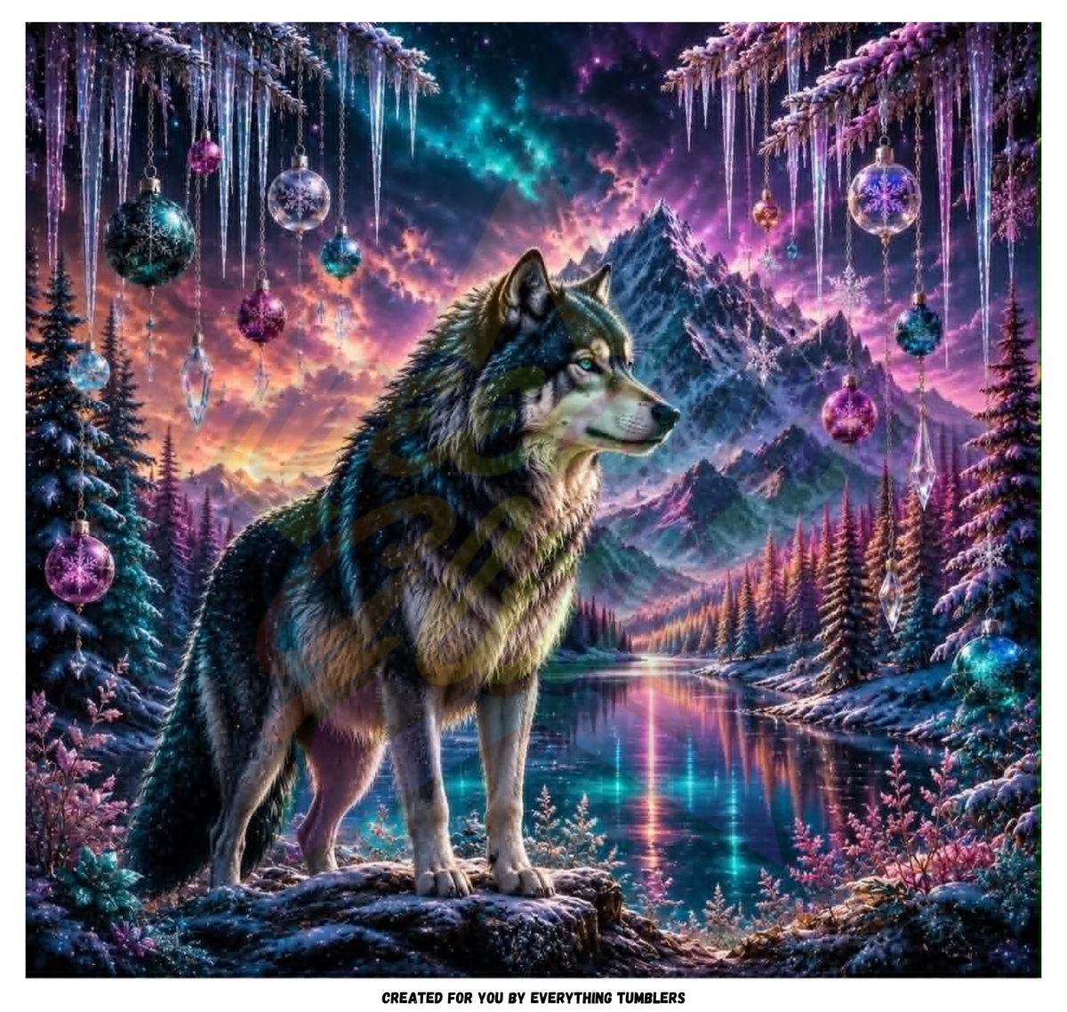 Teal & Pink Winter Wolf (Printed Vinyl)