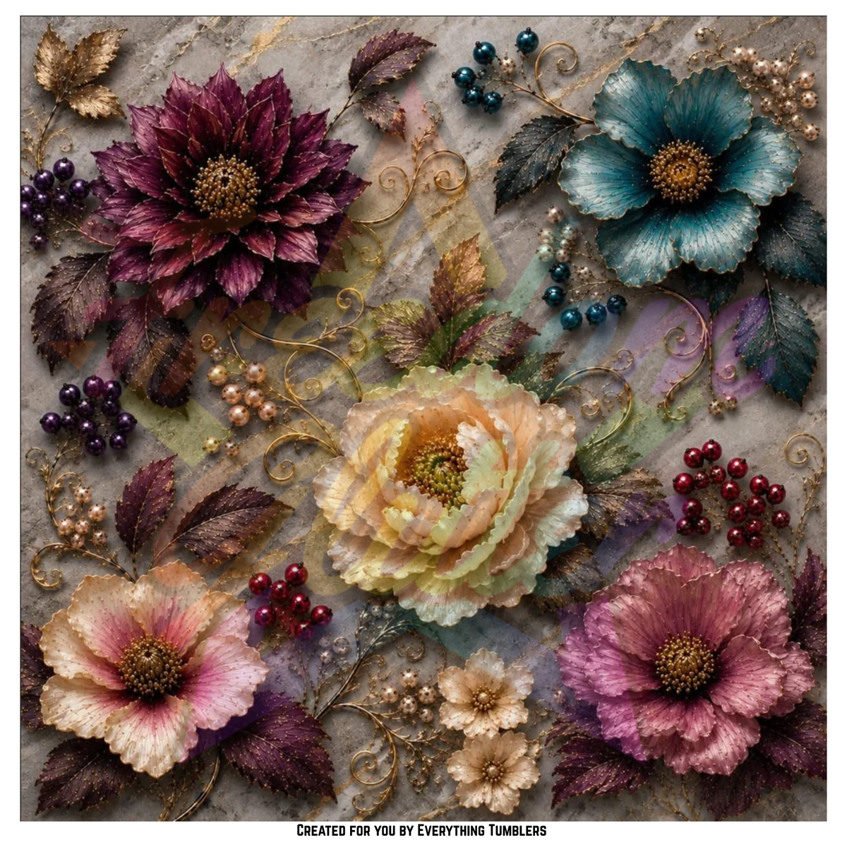 Teal, Pink & Purple Floral (Printed Vinyl)
