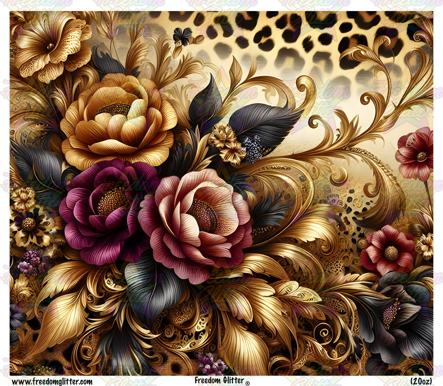 Vintage Leopard & Roses (Printed Vinyl)