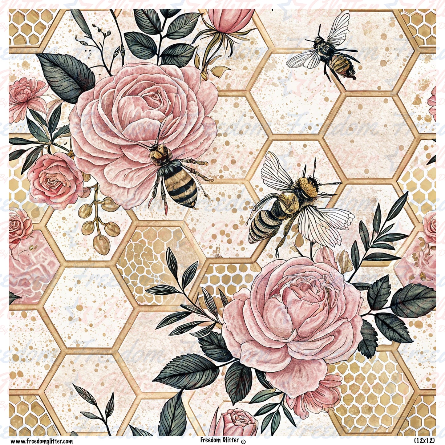 Vintage Roses & Bees 5 (Printed Vinyl)