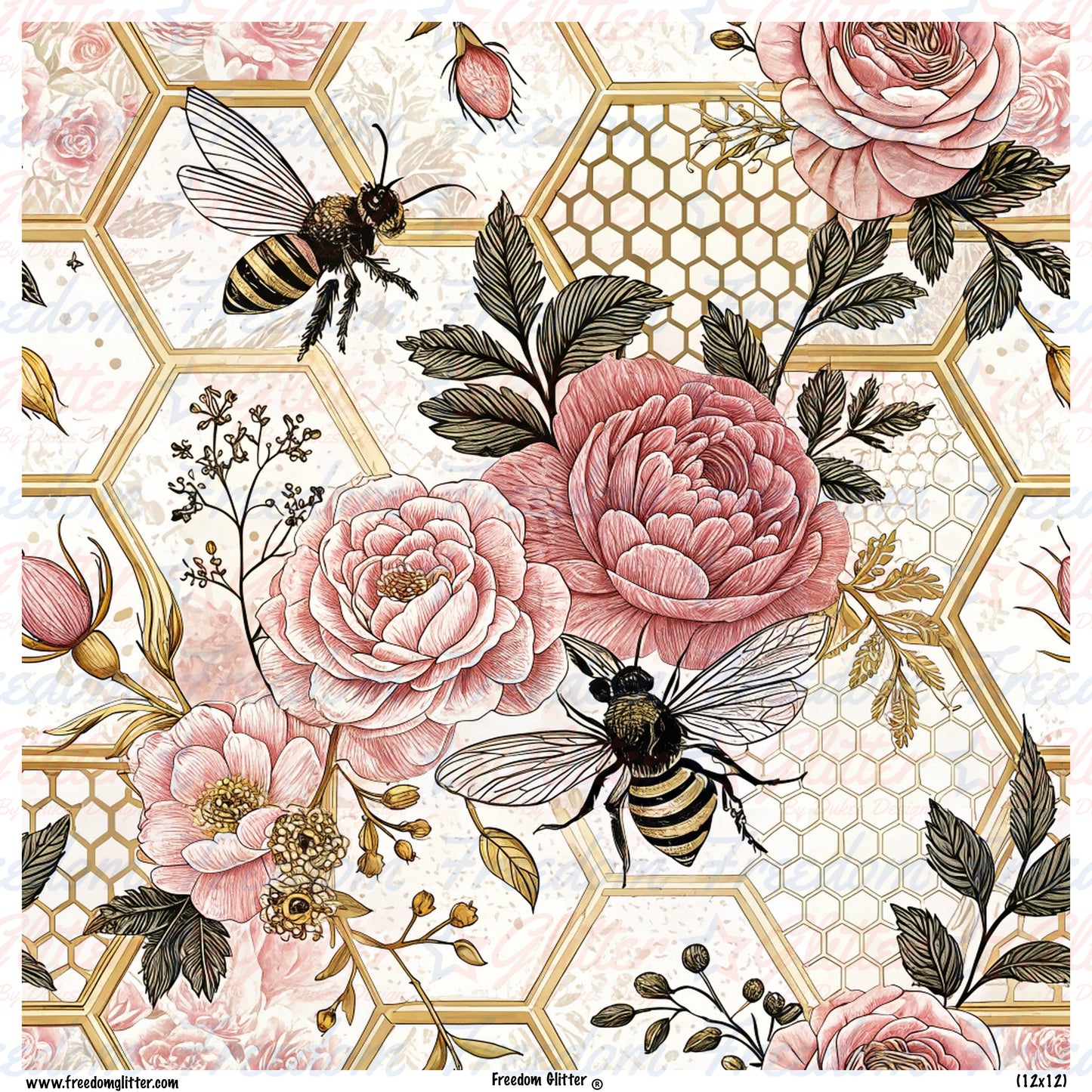 Vintage Roses & Bees 6 (Printed Vinyl)