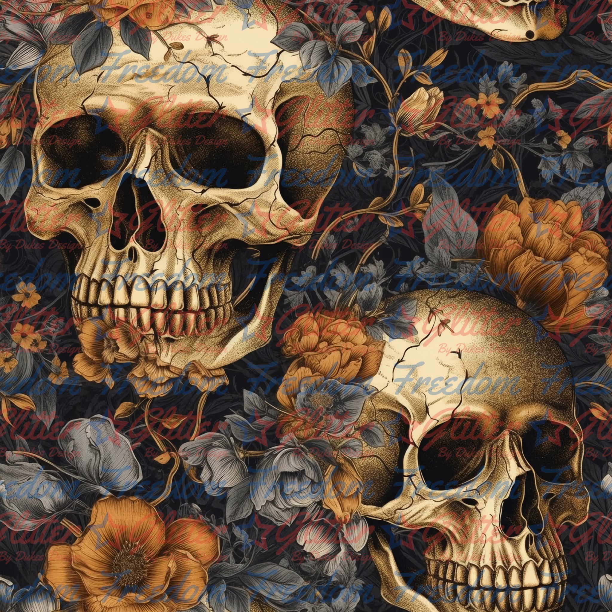 Vintage Skulls 3 (Printed Vinyl)