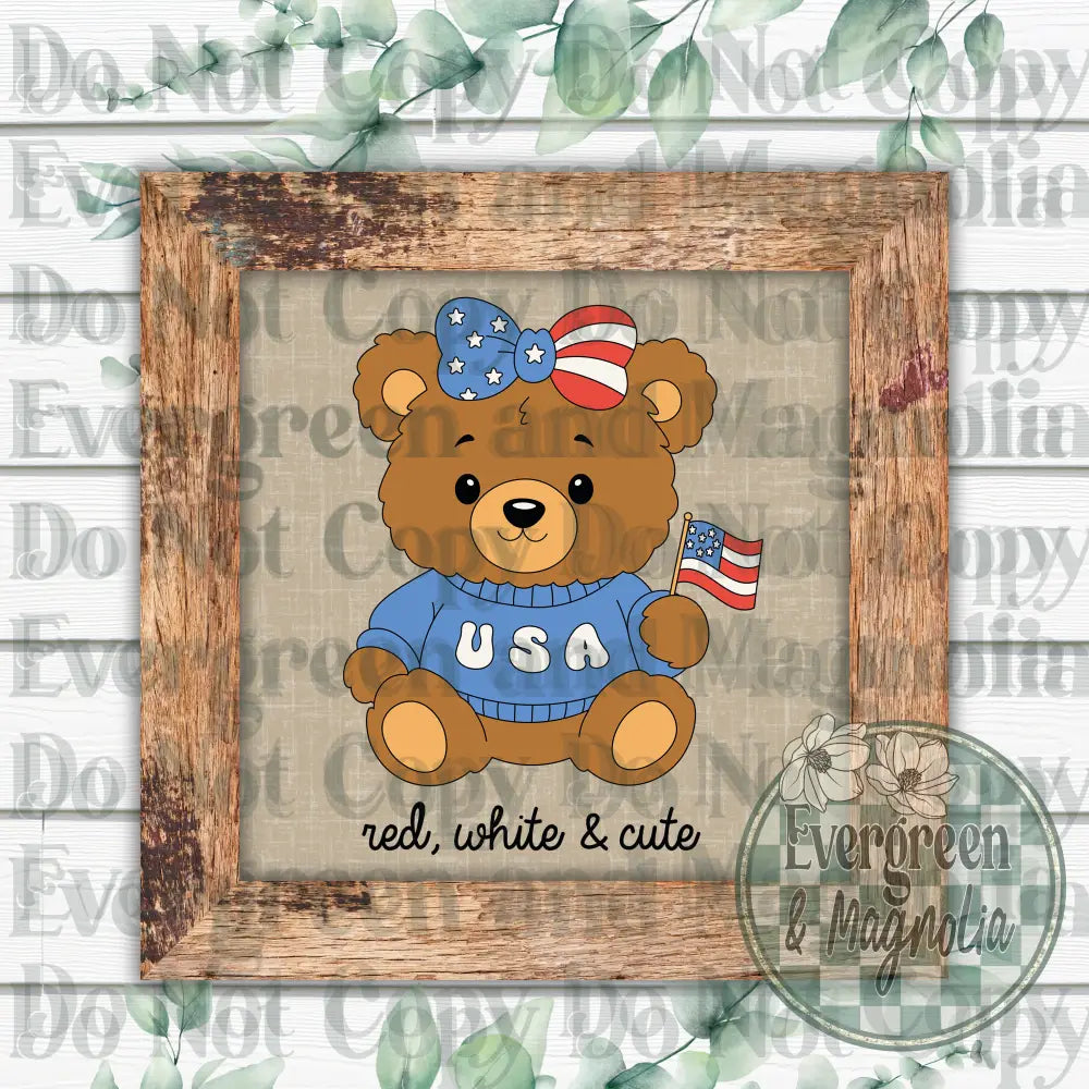 Red, white & cute bear