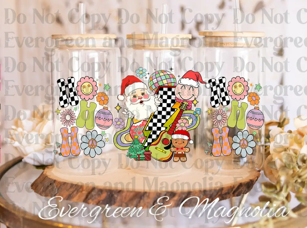 retro christmas checkered ho ho ho