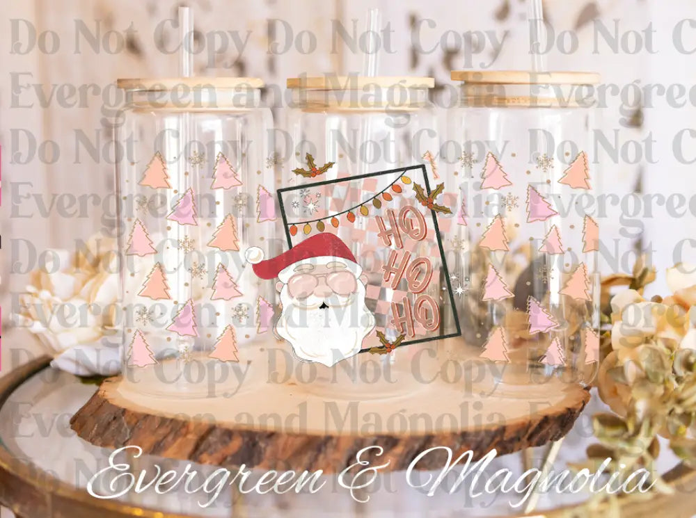 retro santa pink trees
