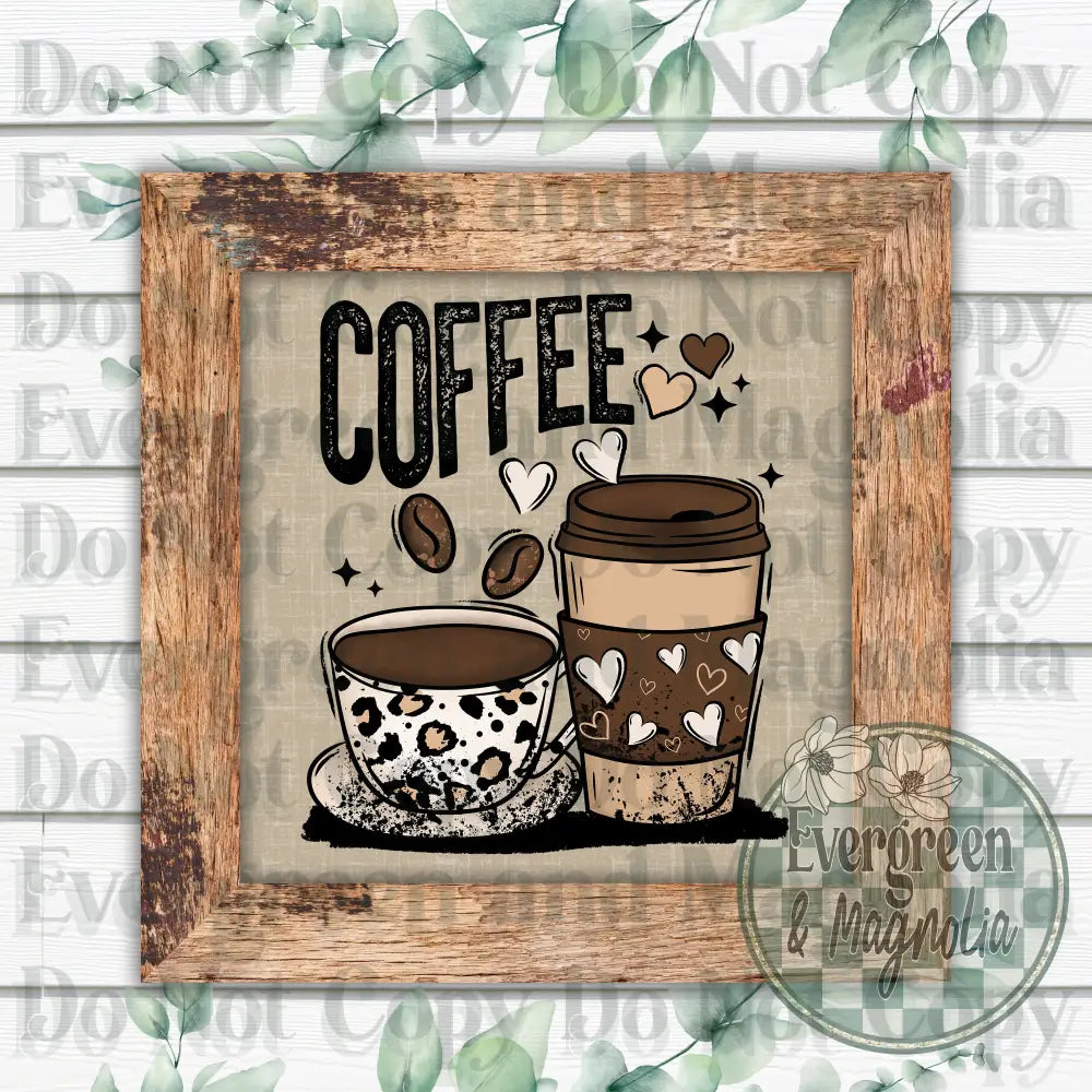 coffee with leopard and hearts