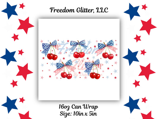 16oz. Can Wrap - Patriotic Cherries Decal (UVDTF)