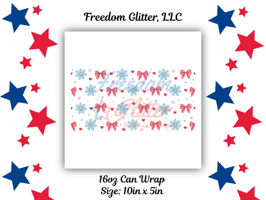 16oz. Can Wrap - Daisies & Bows Decal (UVDTF)