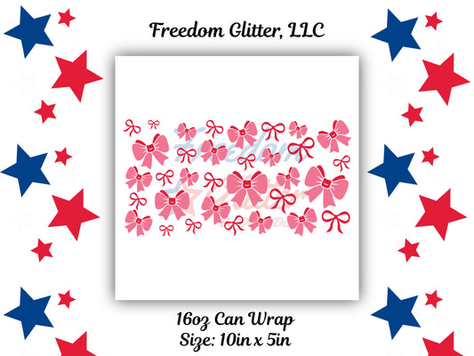 16oz. Can Wrap - Pink Bows & Ribbons Decal (UVDTF)