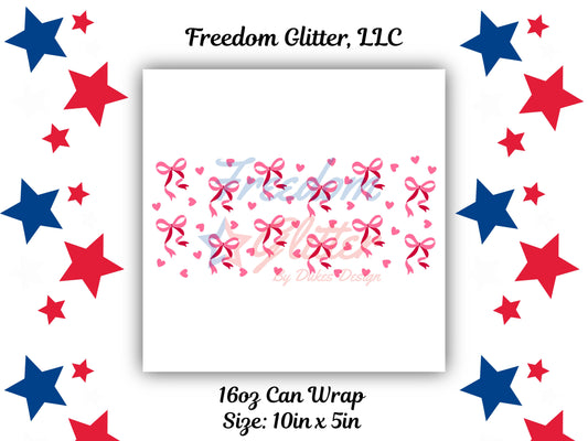16oz. Can Wrap - Pink Coquette Bows Decal (UVDTF)