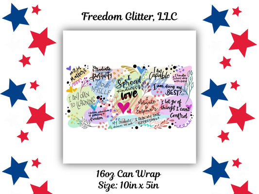 16oz. Can Wrap - Teacher Affirmations Decal (UVDTF)