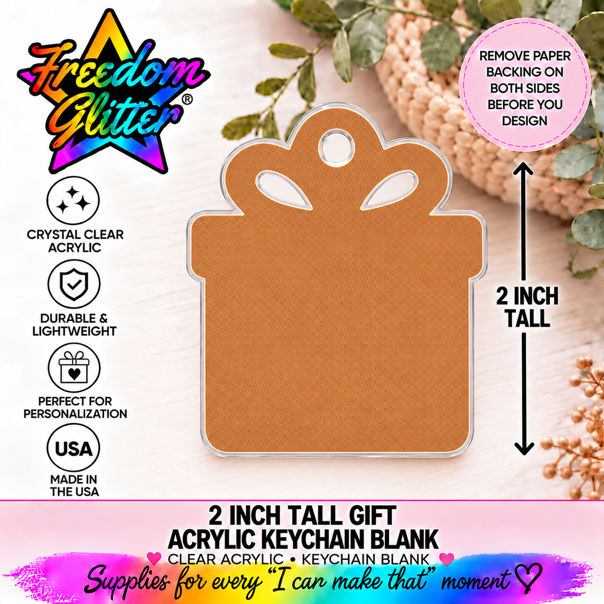 2in Gift Keychain Acrylic Blank –  Clear Acrylic