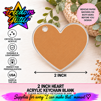 2in Heart Keychain Acrylic Blank –  Clear Acrylic