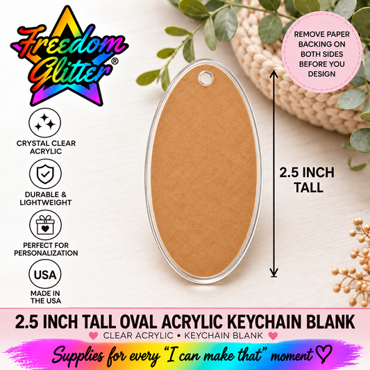 2.5in Oval Keychain Acrylic Blank –  Clear Acrylic