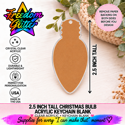 2.5in Christmas Bulb Keychain Acrylic Blank –  Clear Acrylic