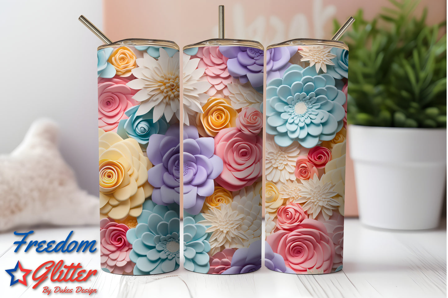 3D Pastel Flowers (Printed Vinyl)