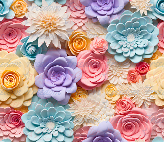 3D Pastel Flowers (Printed Vinyl)