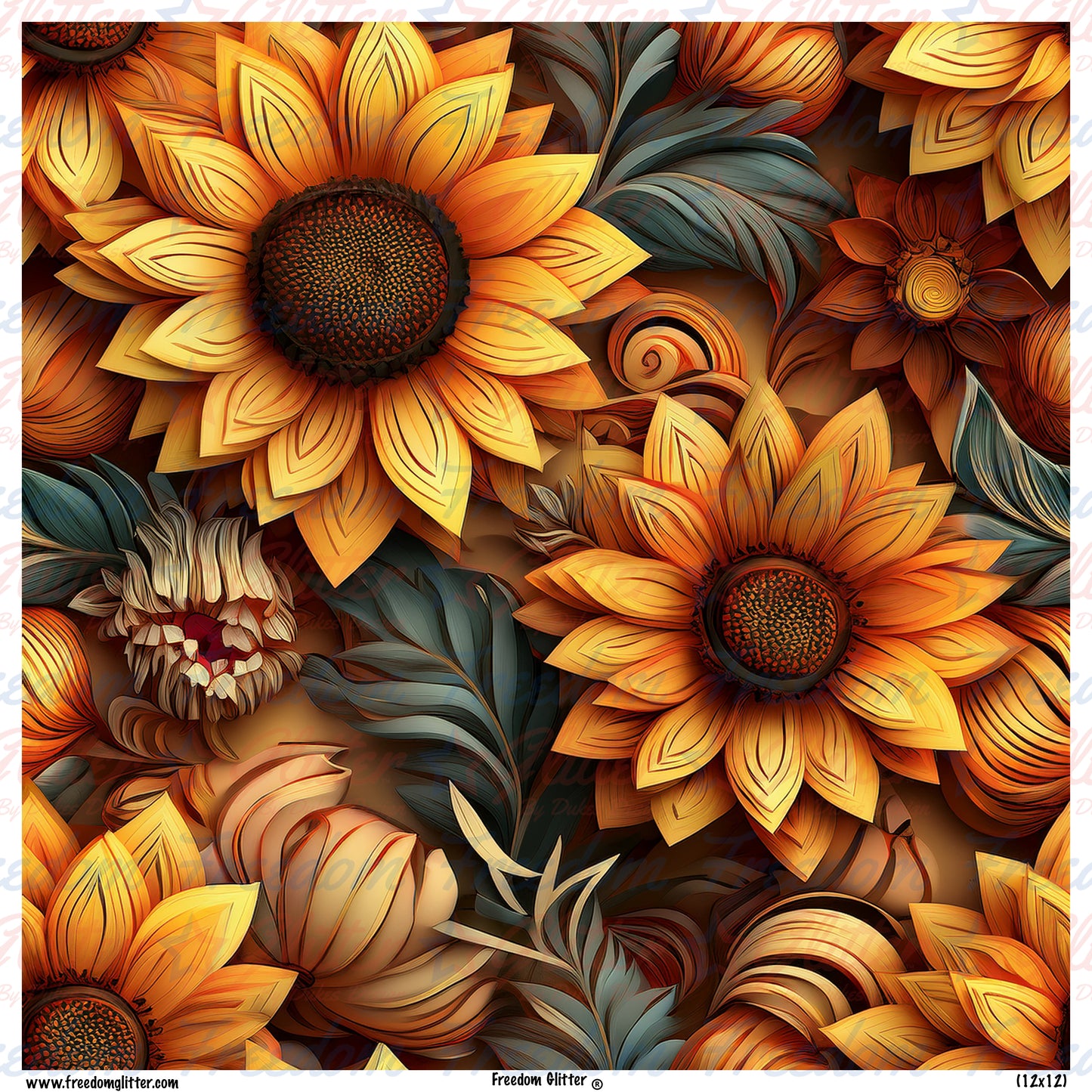 3D Sunflowers 1 (Printed Vinyl)