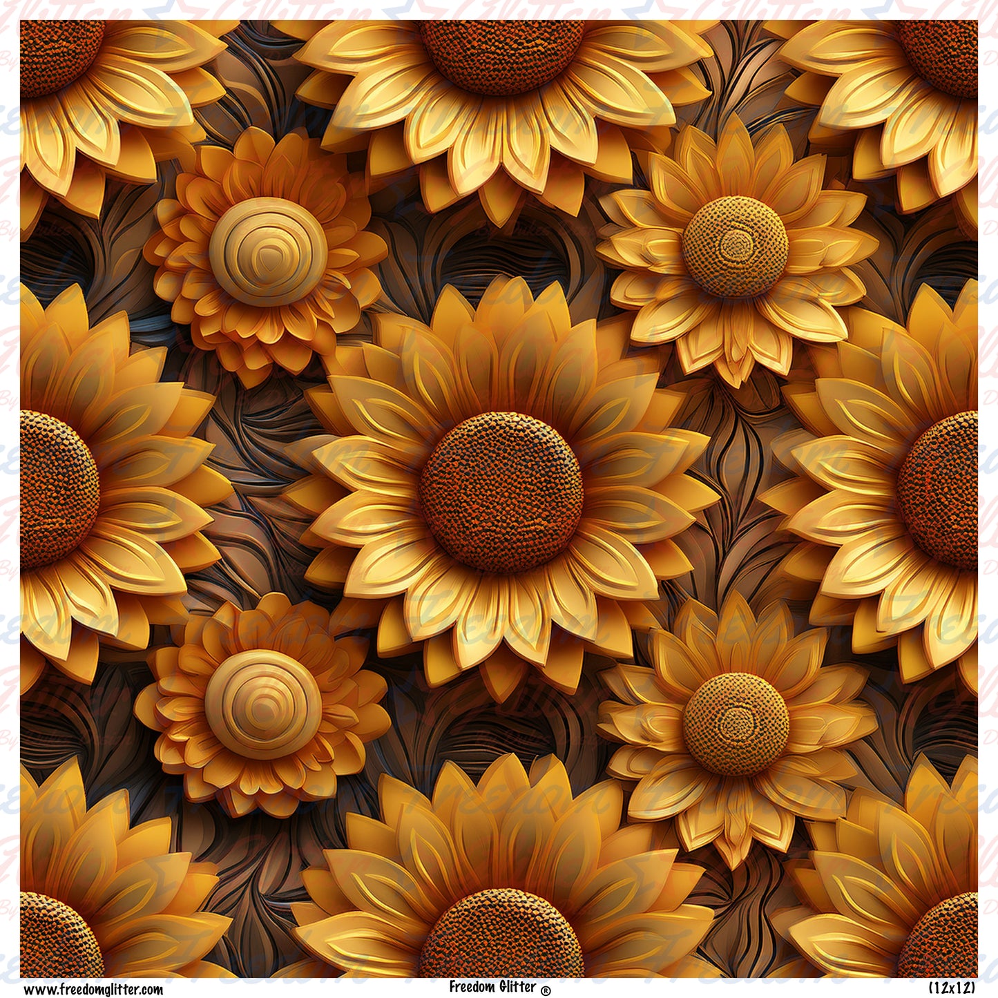 3D Sunflowers 8 Printed Vinyl)