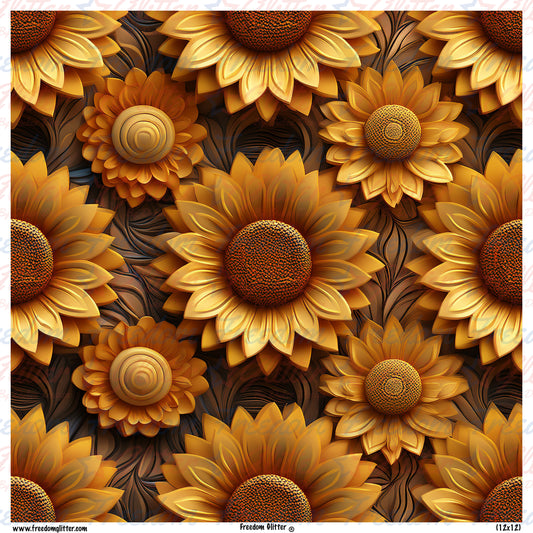 3D Sunflowers 8 Printed Vinyl)