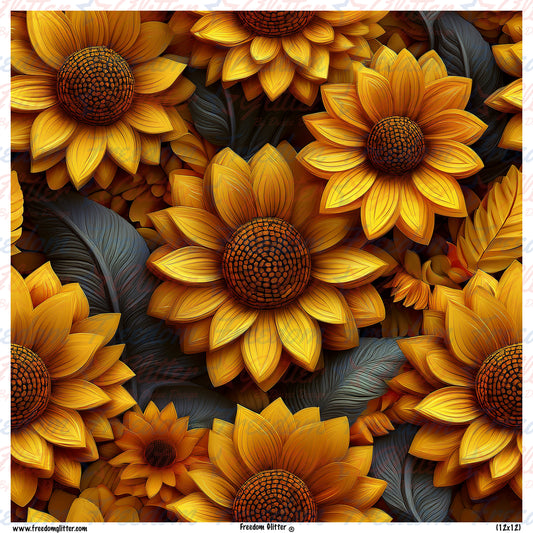 3D Sunflowers 9 Printed Vinyl)