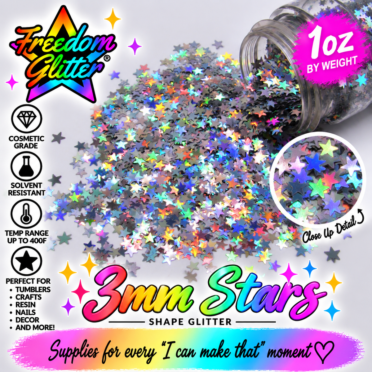 3mm Stars (Shape Glitter)