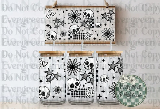 Skulls & flowers Grunge doodles