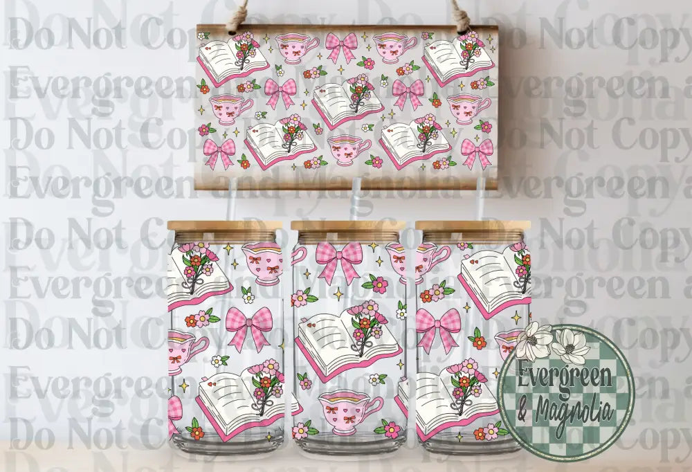 Girly spring books, bows & flowers