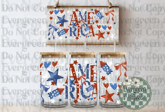 America firecrackers, bows & stars