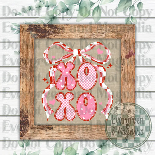 xoxo pink and red bow