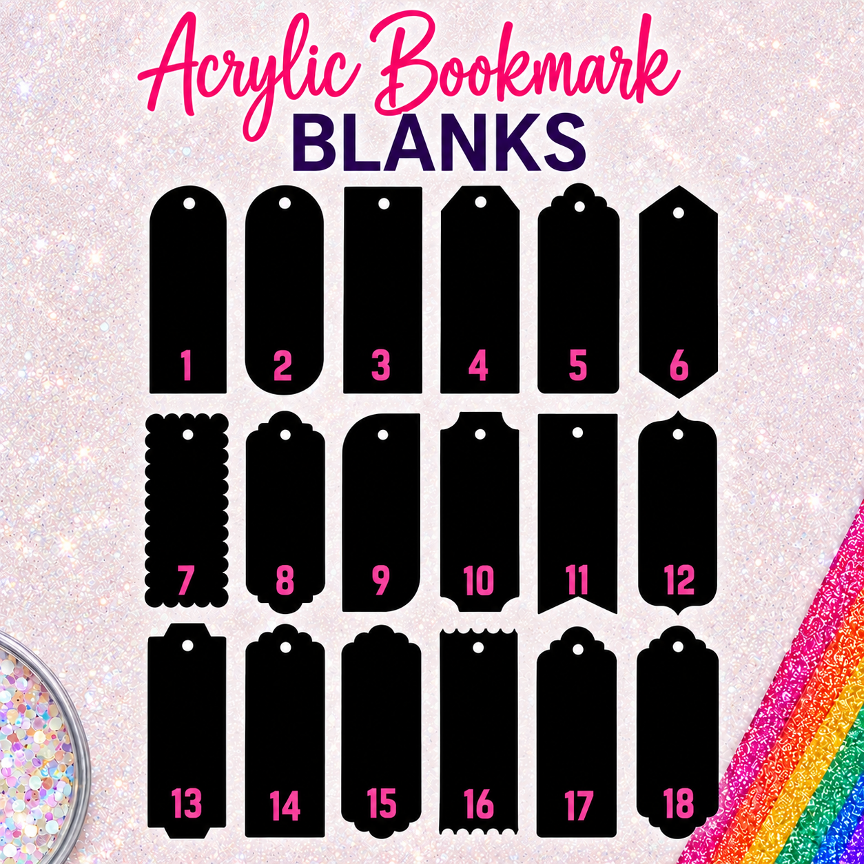 Clear Acrylic Bookmark Blanks – 2x6 | Multiple Designs
